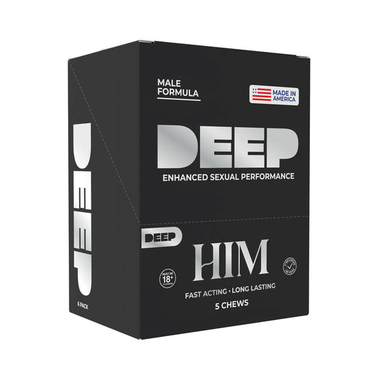 Doc Johnson DEEP Him Chews – Chewable Libido Support Tablets – 5/Card 6-Pack Display