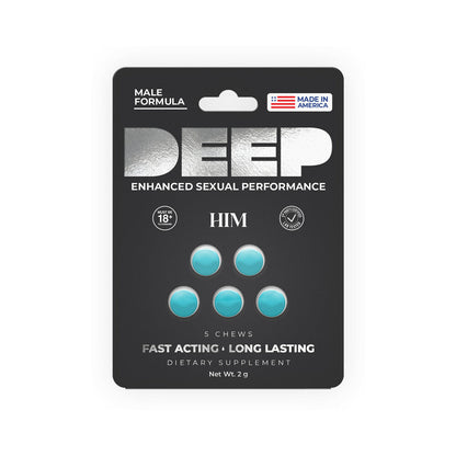 Doc Johnson DEEP Him Chews – Chewable Libido Support Tablets – 5/Card 6-Pack Display