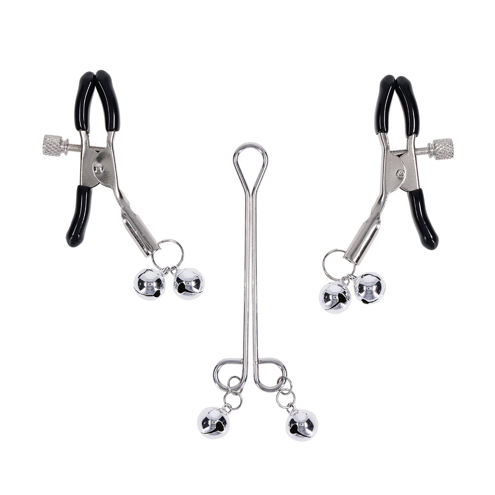 Sportsheets Shadow Bell Nipple and Clit Jewelry – Silver