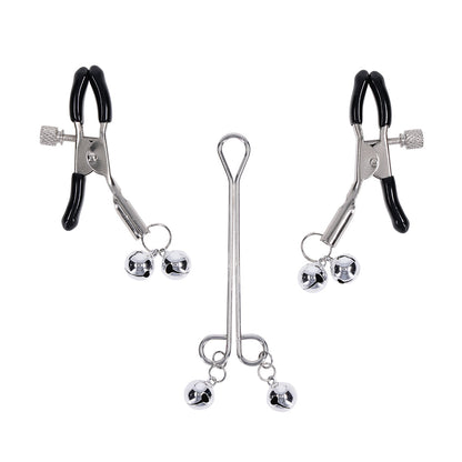 Sportsheets Shadow Bell Nipple and Clit Jewelry – Silver