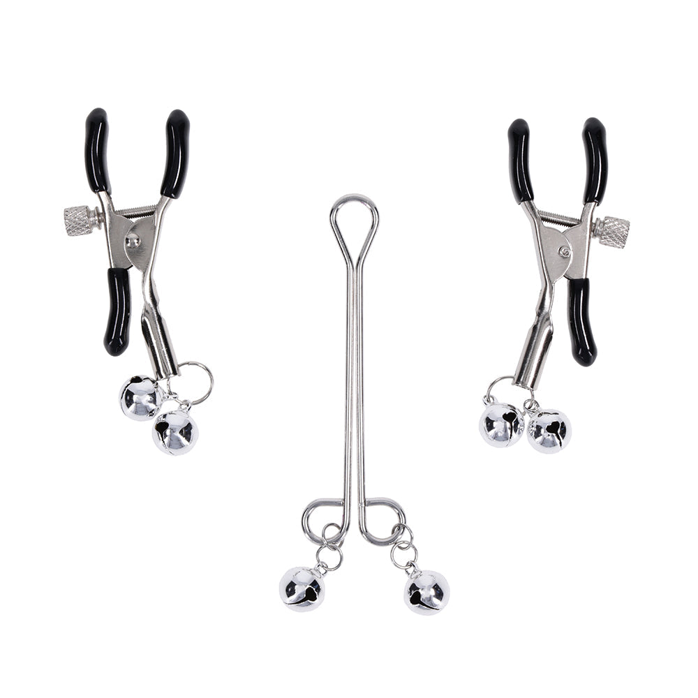 Sportsheets Shadow Bell Nipple and Clit Jewelry – Silver