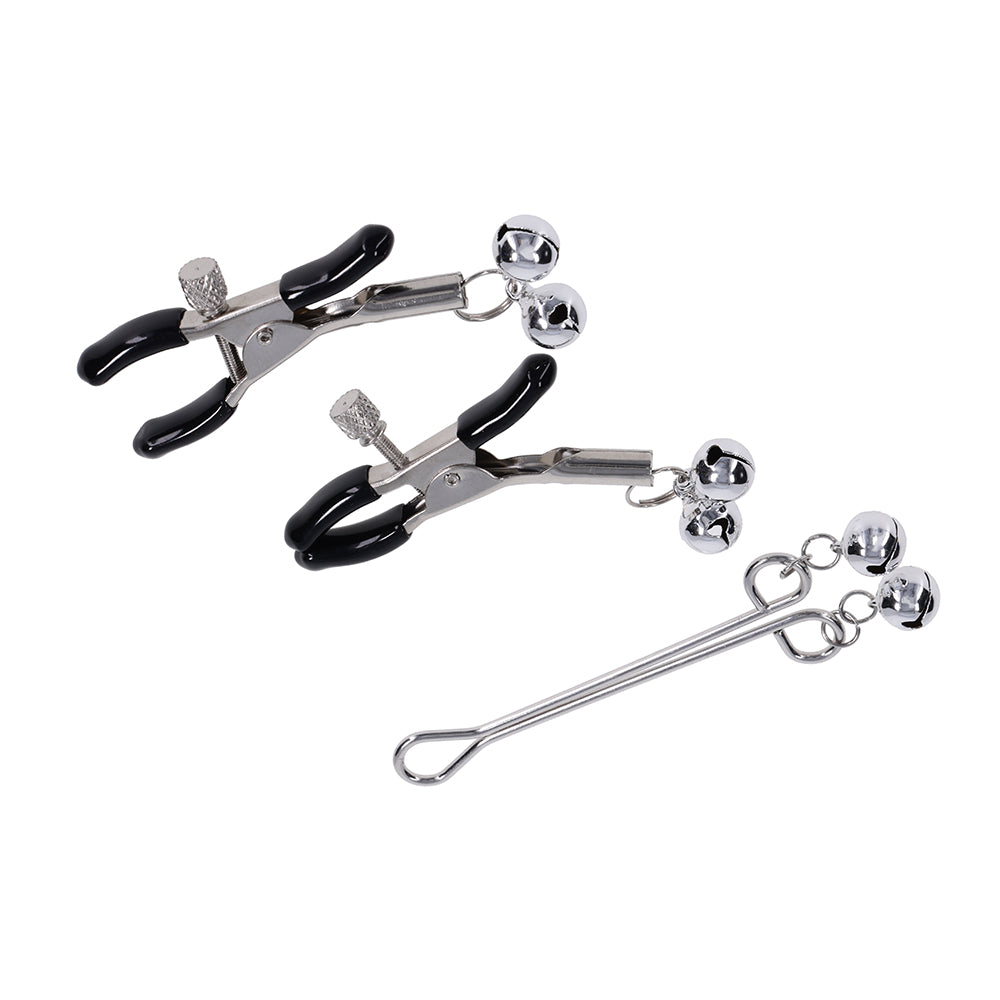 Sportsheets Shadow Bell Nipple and Clit Jewelry – Silver