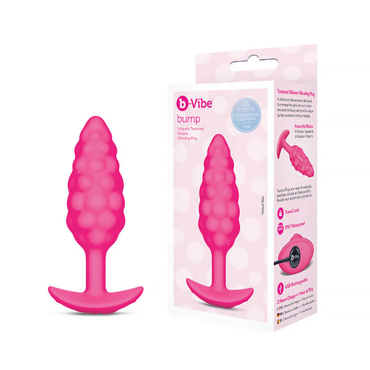 b-Vibe Bump Texture Plug – Small Vibrating Silicone Plug – Hot Pink