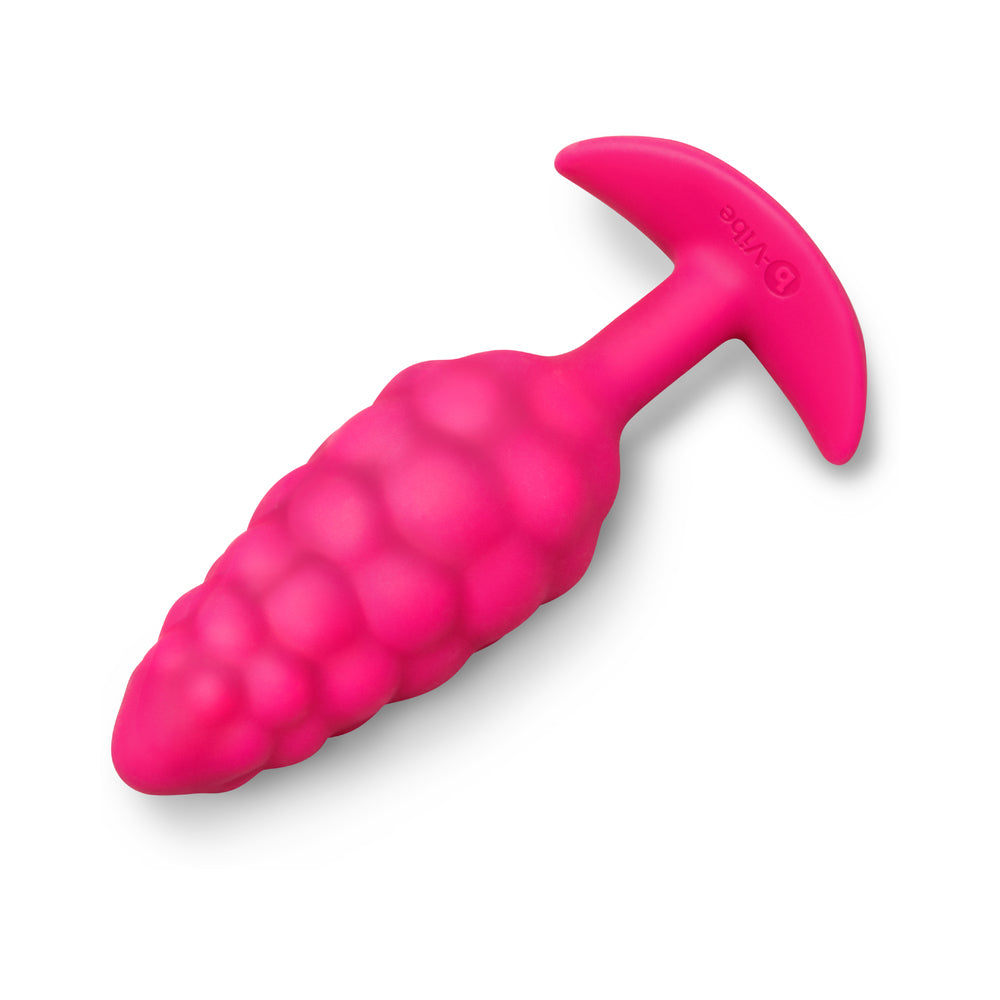 b-Vibe Bump Texture Plug – Small Vibrating Silicone Plug – Hot Pink