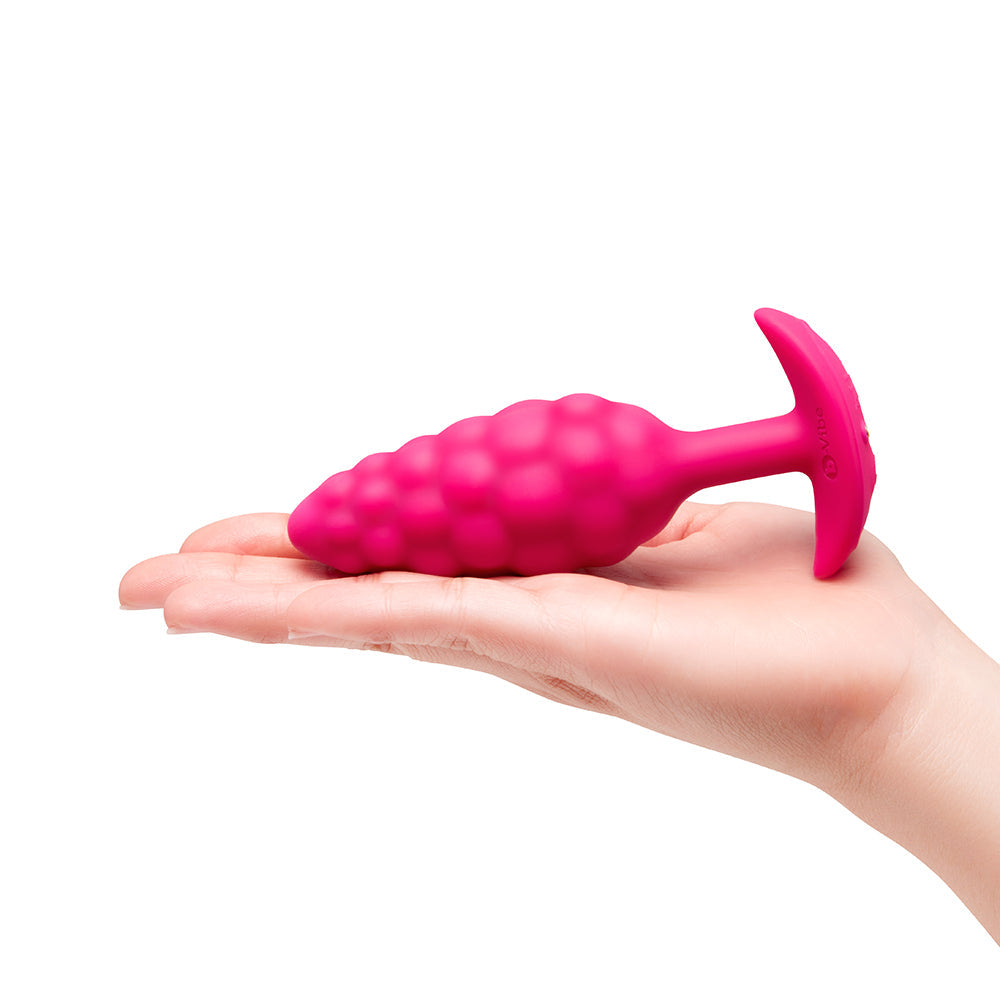 b-Vibe Bump Texture Plug – Small Vibrating Silicone Plug – Hot Pink