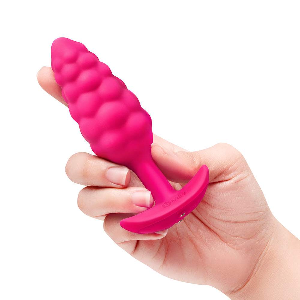 b-Vibe Bump Texture Plug – Small Vibrating Silicone Plug – Hot Pink