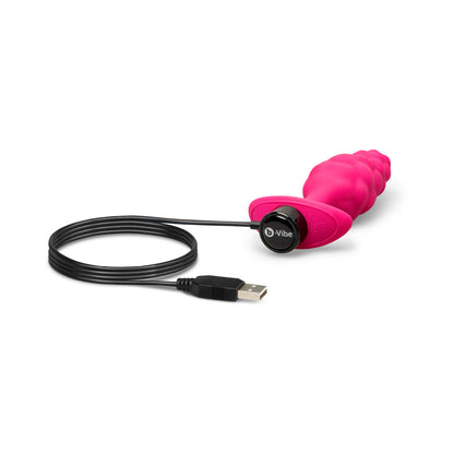 b-Vibe Bump Texture Plug – Small Vibrating Silicone Plug – Hot Pink