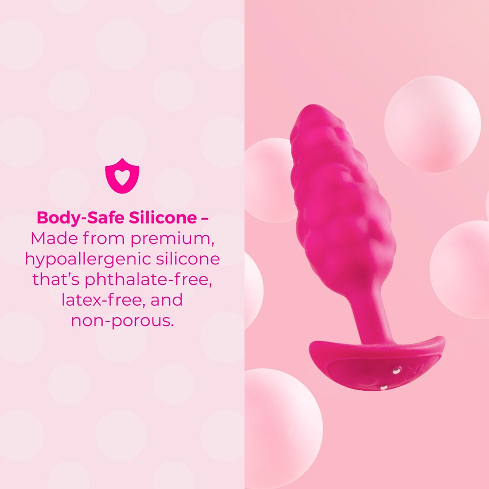 b-Vibe Bump Texture Plug – Small Vibrating Silicone Plug – Hot Pink