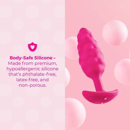 b-Vibe Bump Texture Plug – Small Vibrating Silicone Plug – Hot Pink