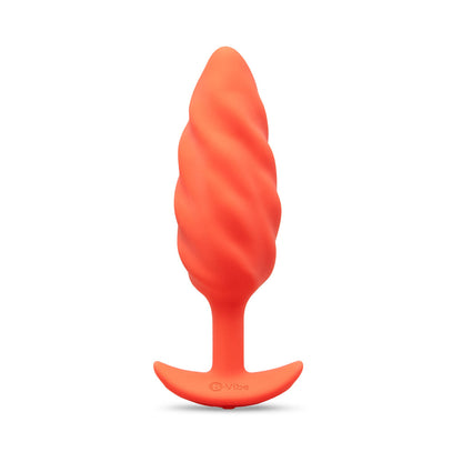b-Vibe Swirl Texture Plug – Medium Vibrating Silicone Butt Plug – Orange