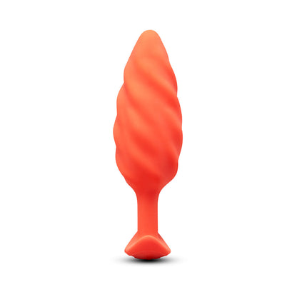 b-Vibe Swirl Texture Plug – Medium Vibrating Silicone Butt Plug – Orange