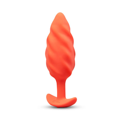 b-Vibe Swirl Texture Plug – Medium Vibrating Silicone Butt Plug – Orange