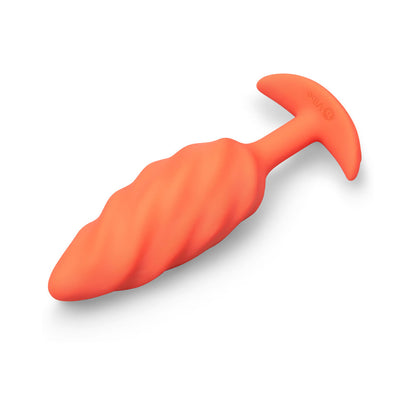 b-Vibe Swirl Texture Plug – Medium Vibrating Silicone Butt Plug – Orange