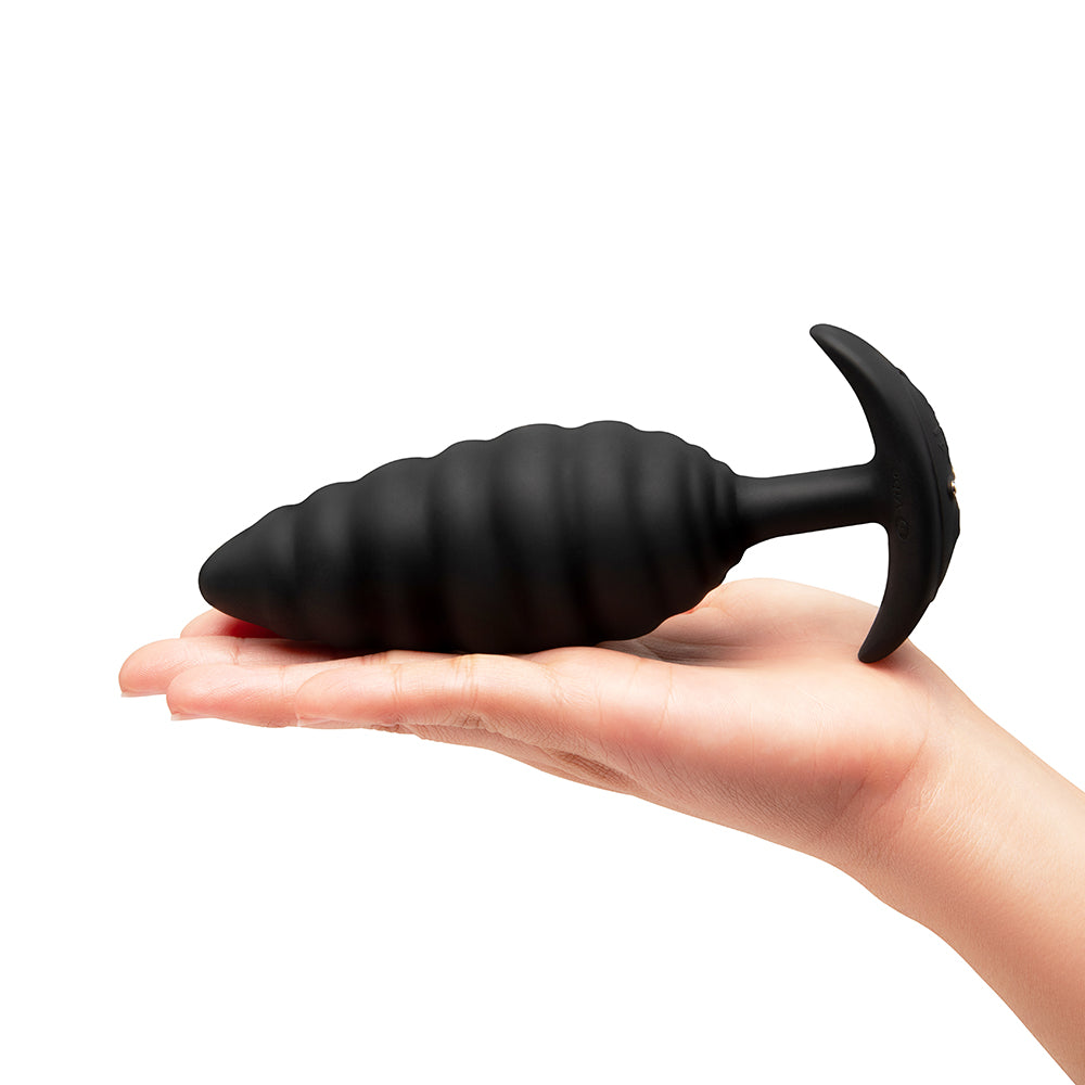 b-Vibe Twist Texture Large Vibrating Plug – Black