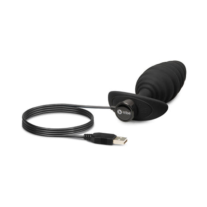 b-Vibe Twist Texture Large Vibrating Plug – Black
