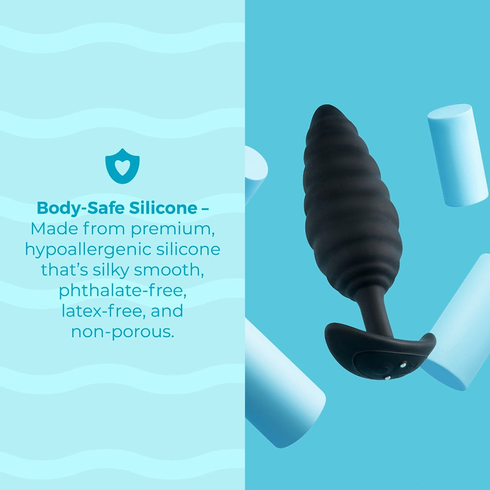 b-Vibe Twist Texture Large Vibrating Plug – Black