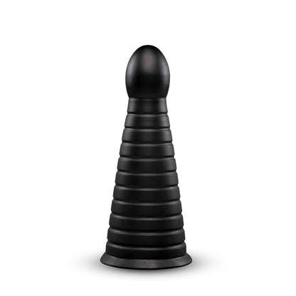 b-Vibe Cone 10 in. Tapered & Ribbed Dildo with Suction Cup - Black