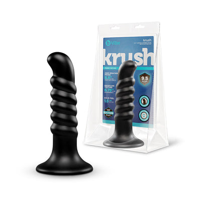 b-Vibe Krush 9.5 in. Curved & Ribbed Dildo with Suction Cup – Black