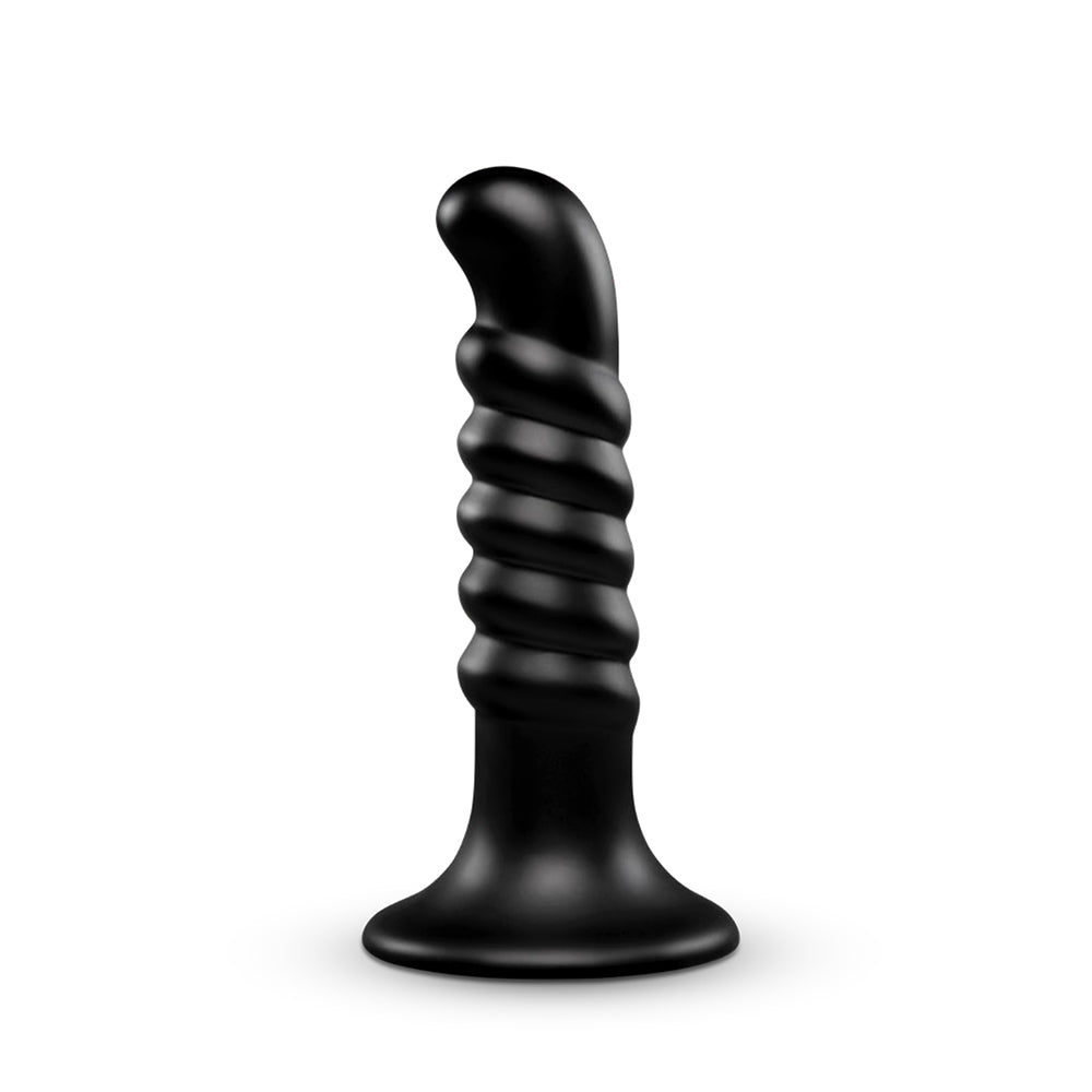 b-Vibe Krush 9.5 in. Curved & Ribbed Dildo with Suction Cup – Black