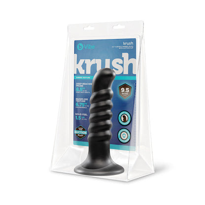 b-Vibe Krush 9.5 in. Curved & Ribbed Dildo with Suction Cup – Black