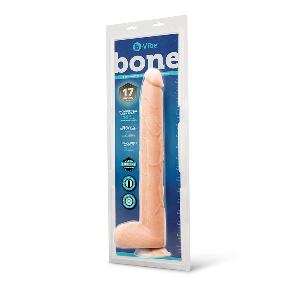 b-Vibe Bone 17 in. Deep-Insert Dildo with Realistic Balls - Vanilla