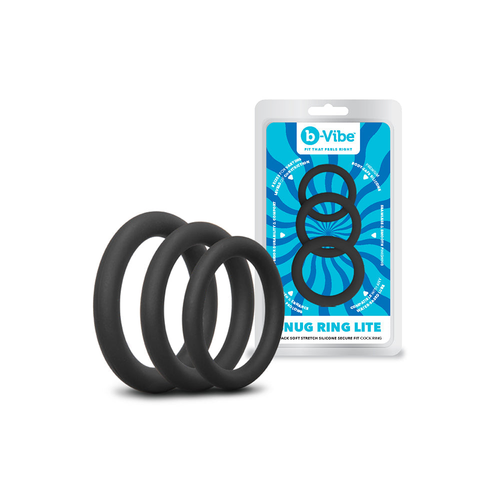 b-Vibe Snug Ring Lite 3-Pack Silicone C-Rings - Black
