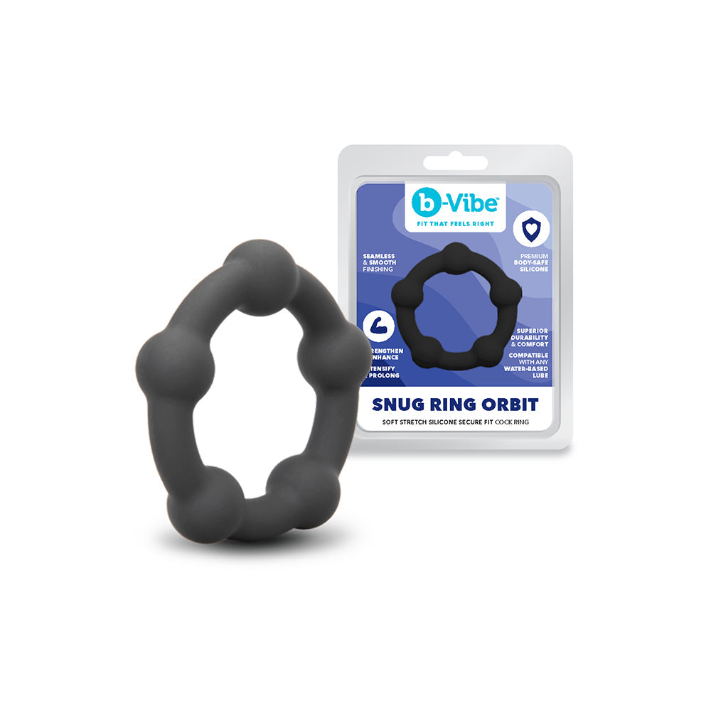 b-Vibe Snug Ring Orbit Nubby Snug Fit Silicone C-Ring – Black