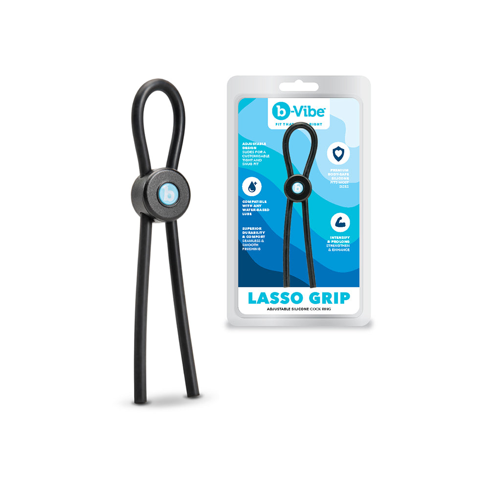 b-Vibe Lasso Grip Fully Adjustable Silicone C-Ring - Black