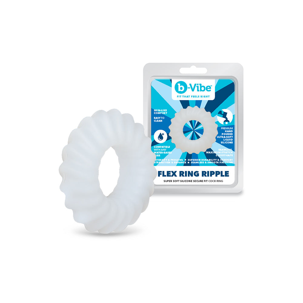 b-Vibe Flex Ring Ripple Ultra Soft Silicone C-Ring - Clear