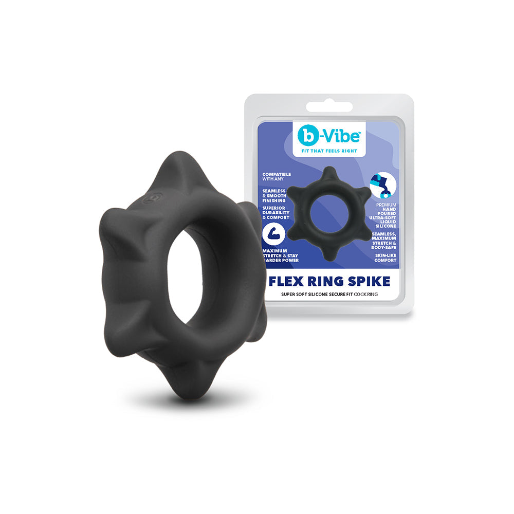 b-Vibe Flex Ring Spike Silicone C-Ring - Black