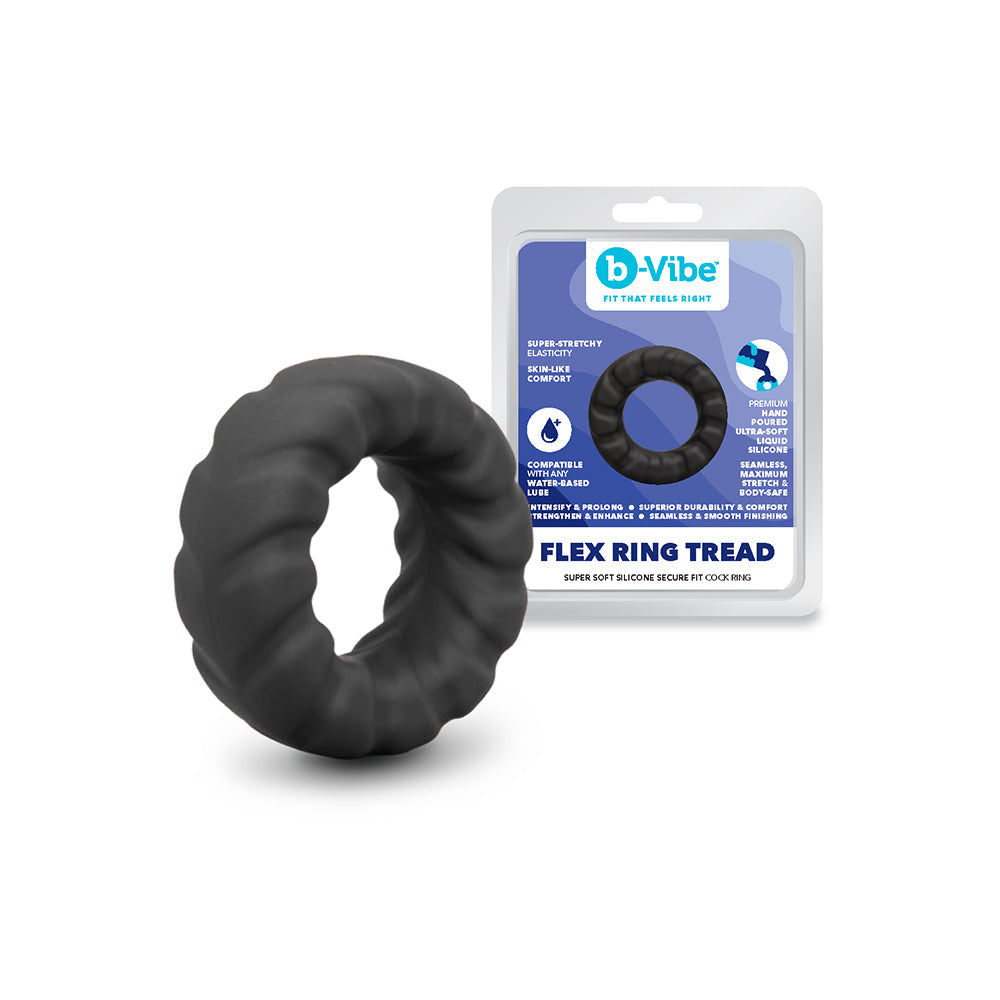 b-Vibe Flex Ring Tread Silicone C-Ring – Black