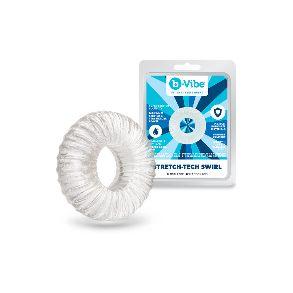 b-Vibe Stretch-Tech Swirl Ultra Stretchy C-Ring – Clear
