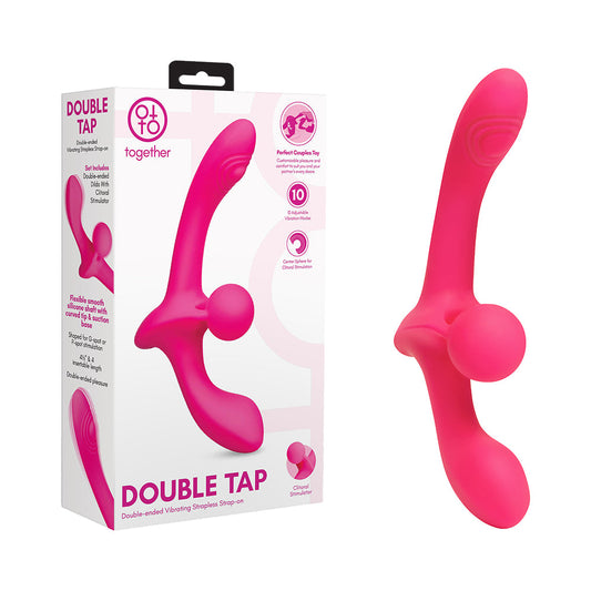 Together Toy Double Tap Double-Ended Vibrating Strapless Strap-On – Hot Pink