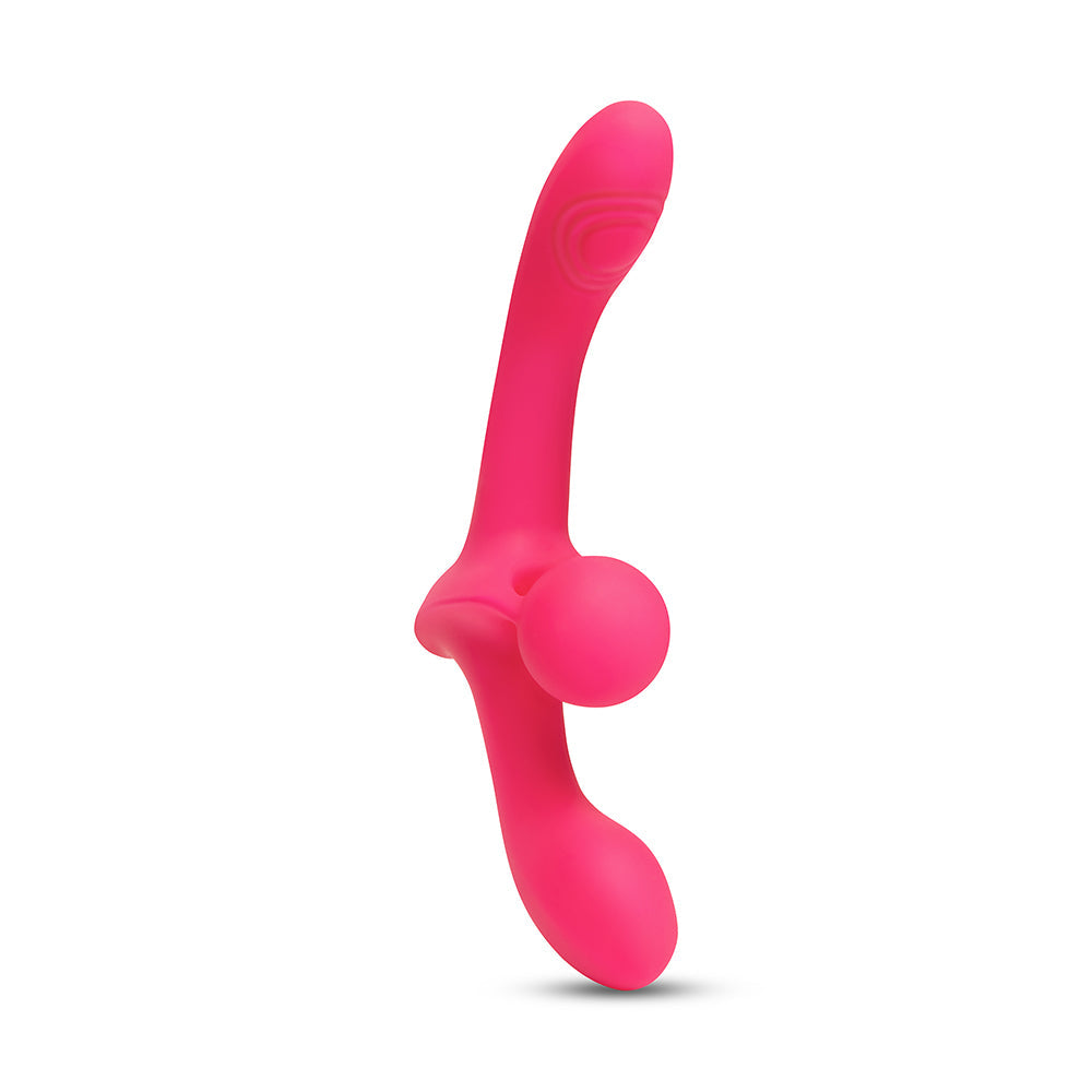 Together Toy Double Tap Double-Ended Vibrating Strapless Strap-On – Hot Pink