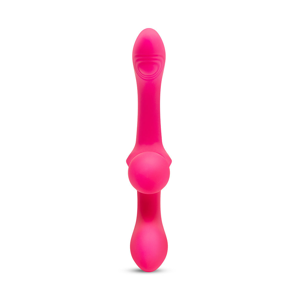 Together Toy Double Tap Double-Ended Vibrating Strapless Strap-On – Hot Pink