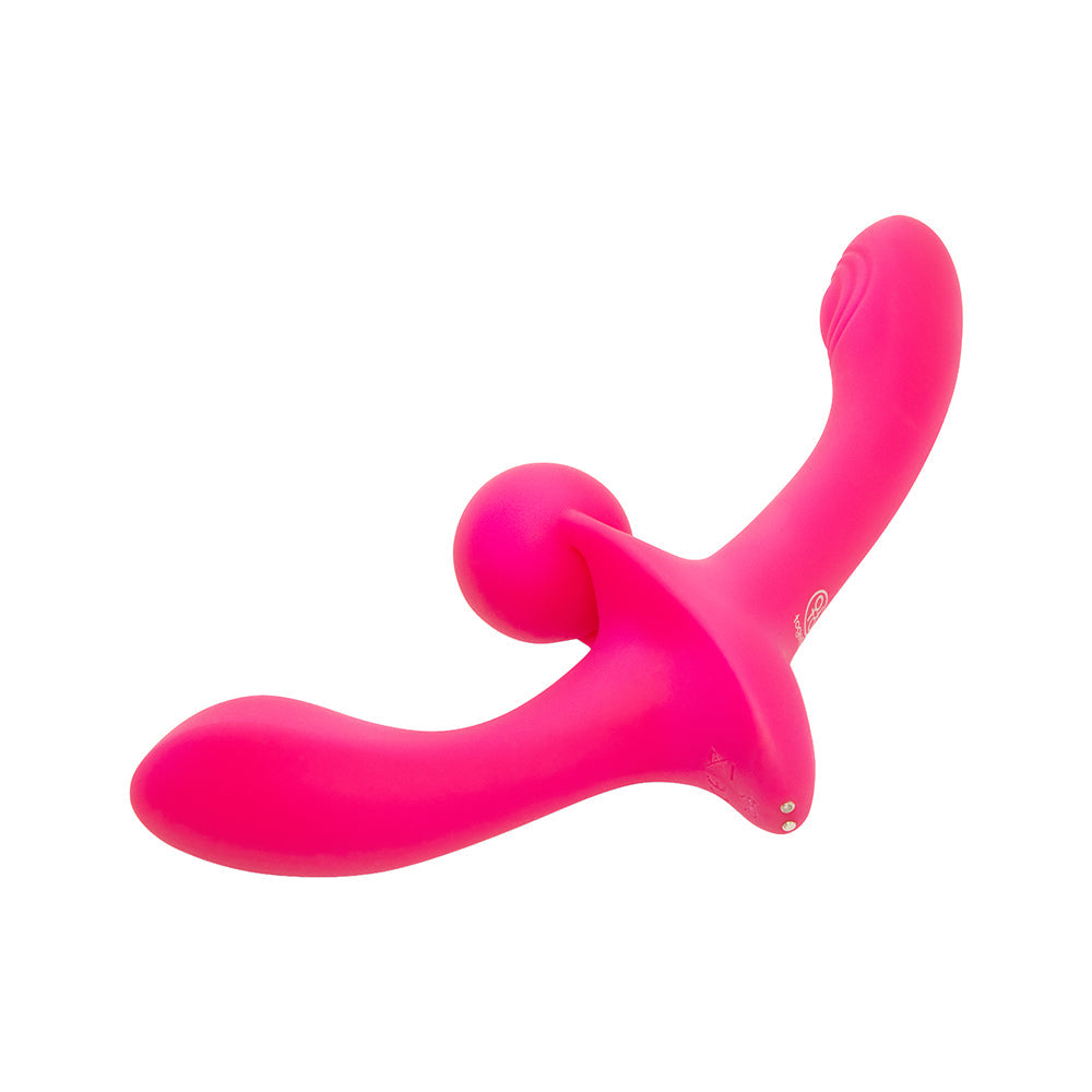 Together Toy Double Tap Double-Ended Vibrating Strapless Strap-On – Hot Pink