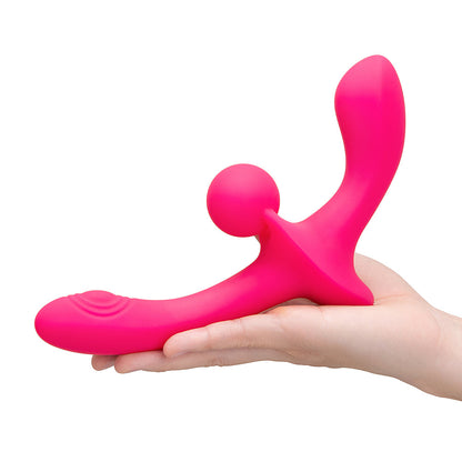 Together Toy Double Tap Double-Ended Vibrating Strapless Strap-On – Hot Pink