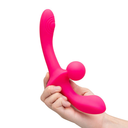 Together Toy Double Tap Double-Ended Vibrating Strapless Strap-On – Hot Pink