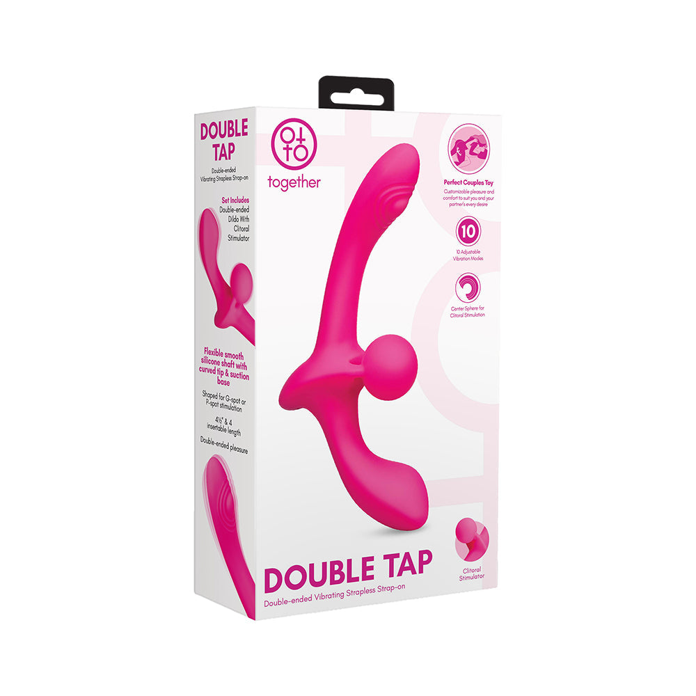 Together Toy Double Tap Double-Ended Vibrating Strapless Strap-On – Hot Pink