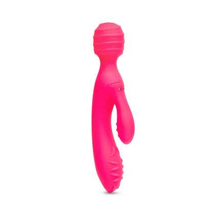 Together Toy Tri Delight Dual-Ended Triple Stim Wand & Rabbit Vibrator - Hot Pink