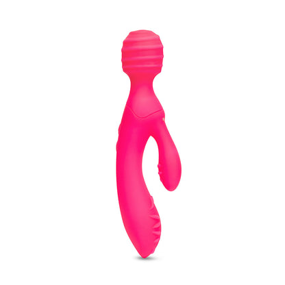 Together Toy Tri Delight Dual-Ended Triple Stim Wand & Rabbit Vibrator - Hot Pink