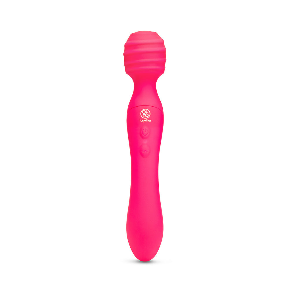 Together Toy Tri Delight Dual-Ended Triple Stim Wand & Rabbit Vibrator - Hot Pink
