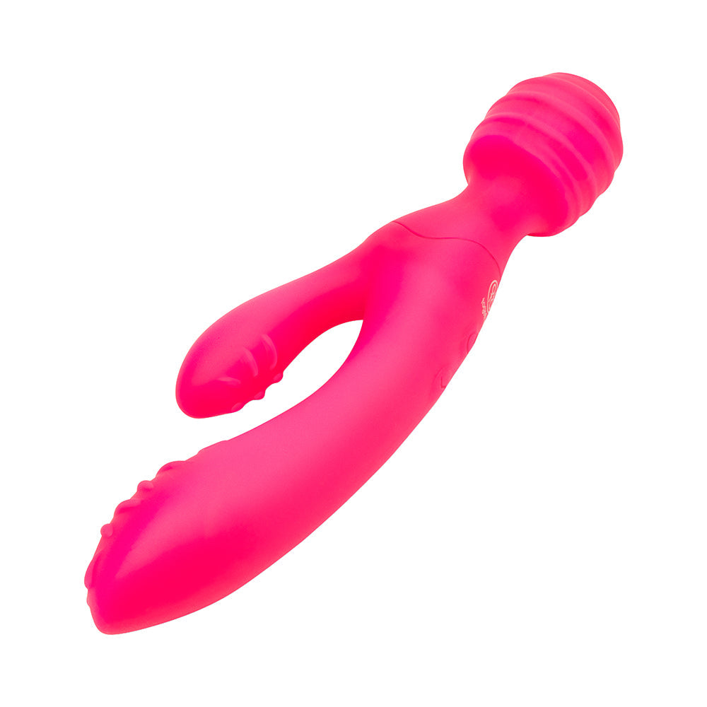 Together Toy Tri Delight Dual-Ended Triple Stim Wand & Rabbit Vibrator - Hot Pink