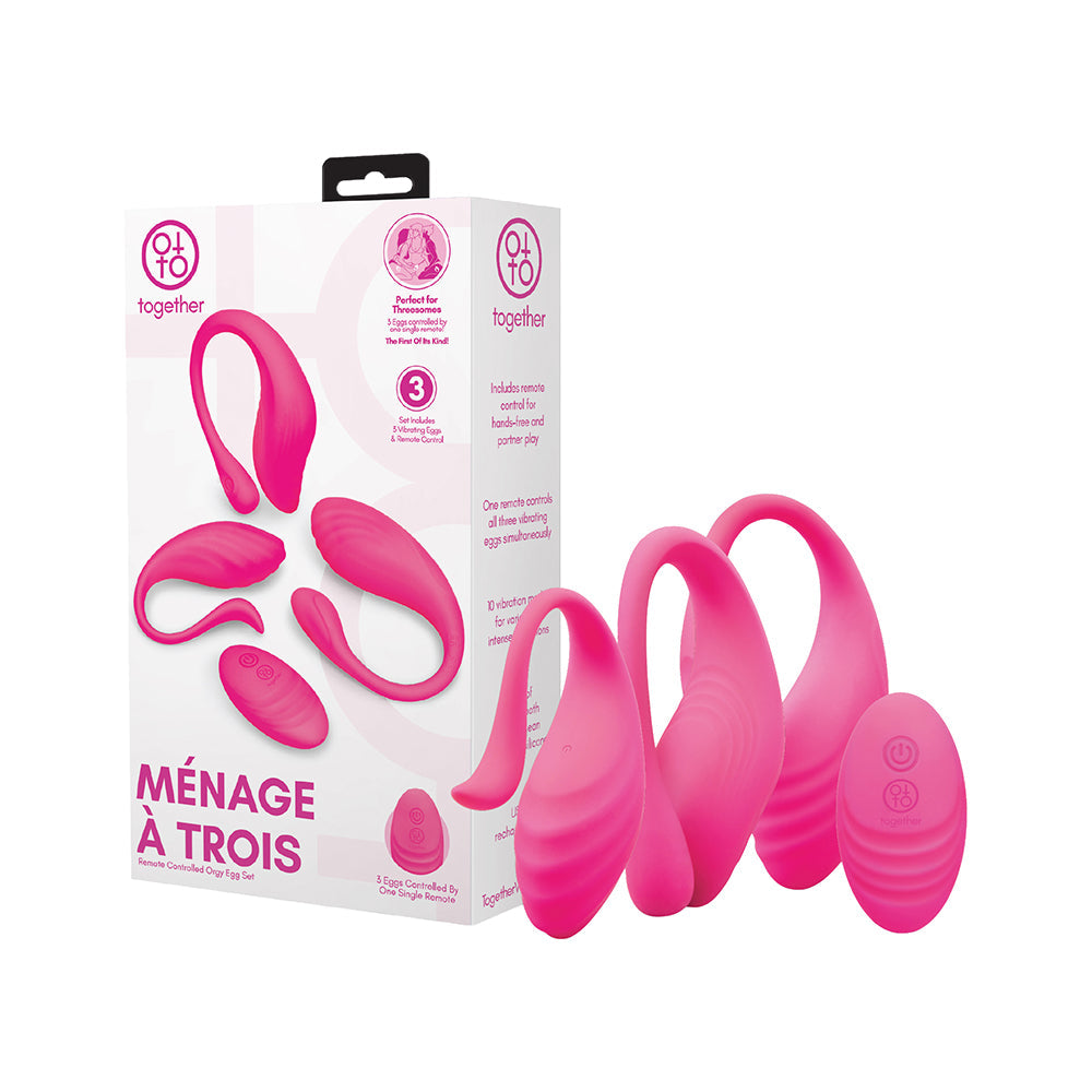 Together Toy Menage A Trois Remote Control Orgy Egg Set - Hot Pink
