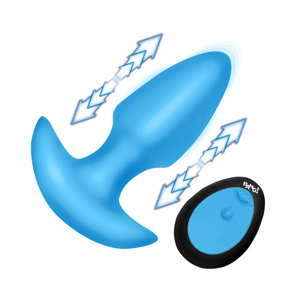 BANG! Thrusting & Vibrating Silicone Butt Plug – Blue