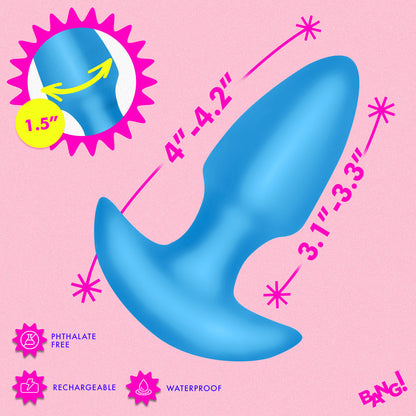 BANG! Thrusting & Vibrating Silicone Butt Plug – Blue
