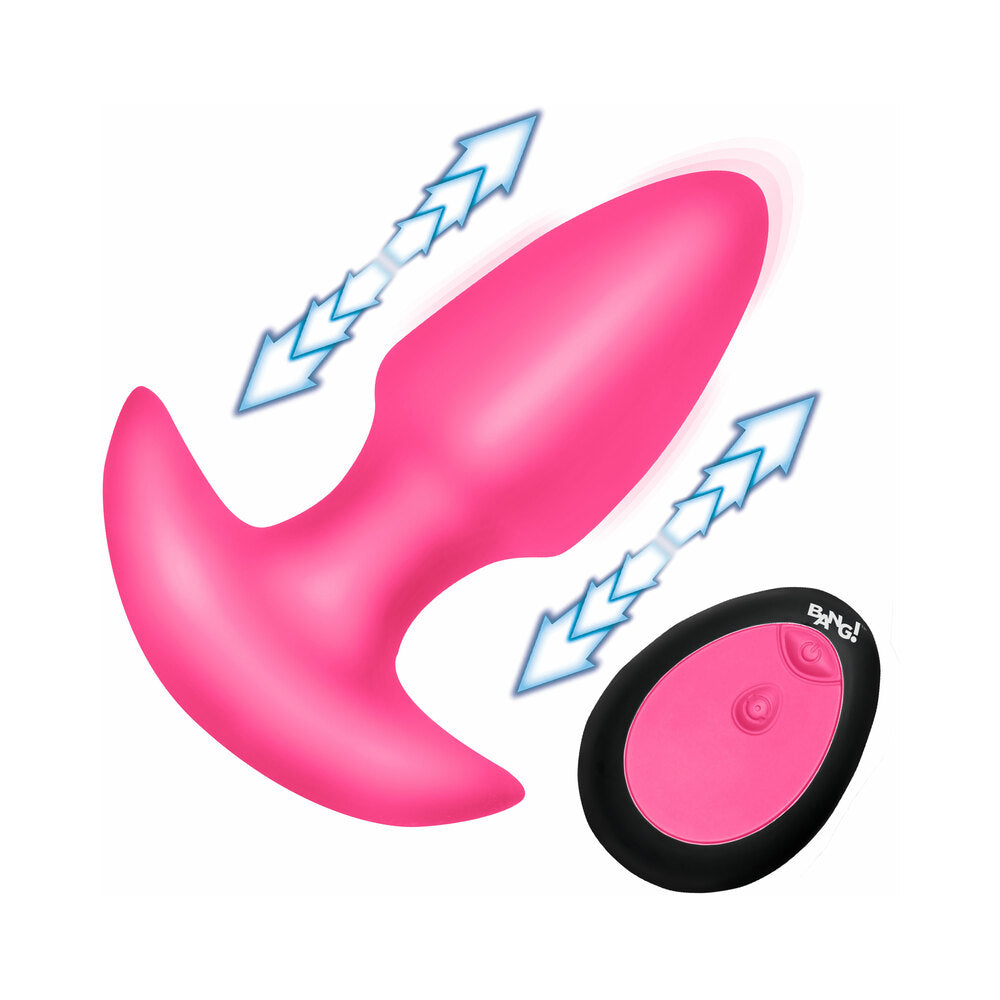 BANG! Thrusting & Vibrating Silicone Butt Plug – Hot Pink