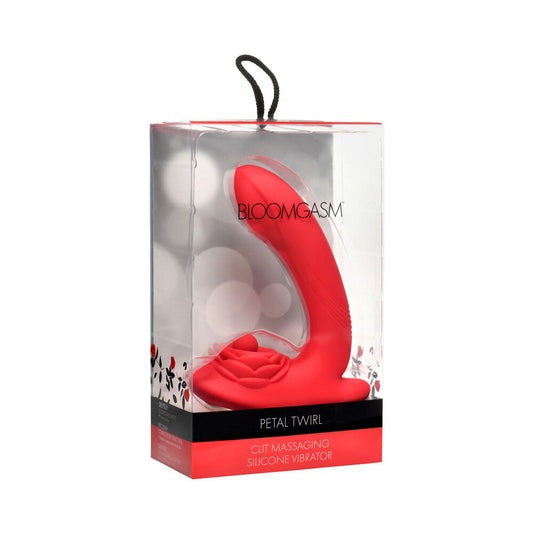 Bloomgasm Petal Twirl Clit Massaging Silicone Vibrator – Red