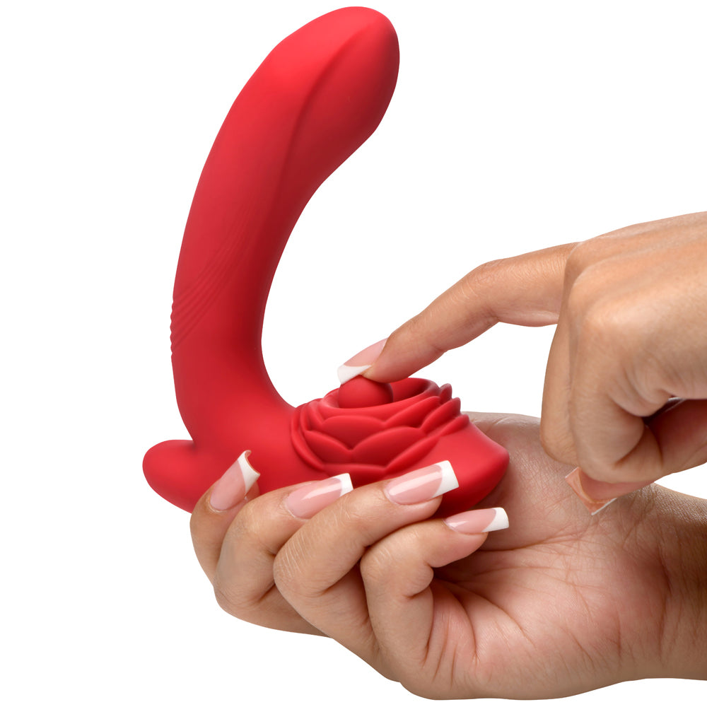 Bloomgasm Petal Twirl Clit Massaging Silicone Vibrator – Red