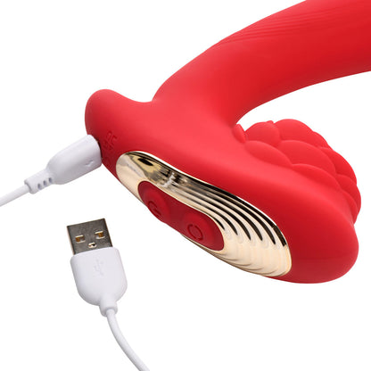 Bloomgasm Petal Twirl Clit Massaging Silicone Vibrator – Red